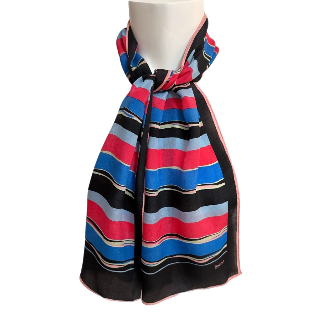 Sasha 100% Silk Scarf - Vibrant Striped Design